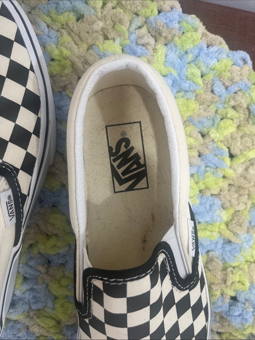 Vans women’s Slip-On Checkerboard Sneakers - Black & White - Picture 8 of 8